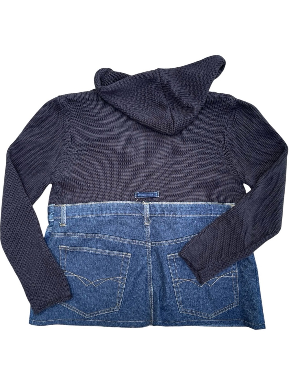 Shannon Passero Up-Cycled Denim & Knit Hybrid Hooded Sweater Jacket - Picture 5 of 9